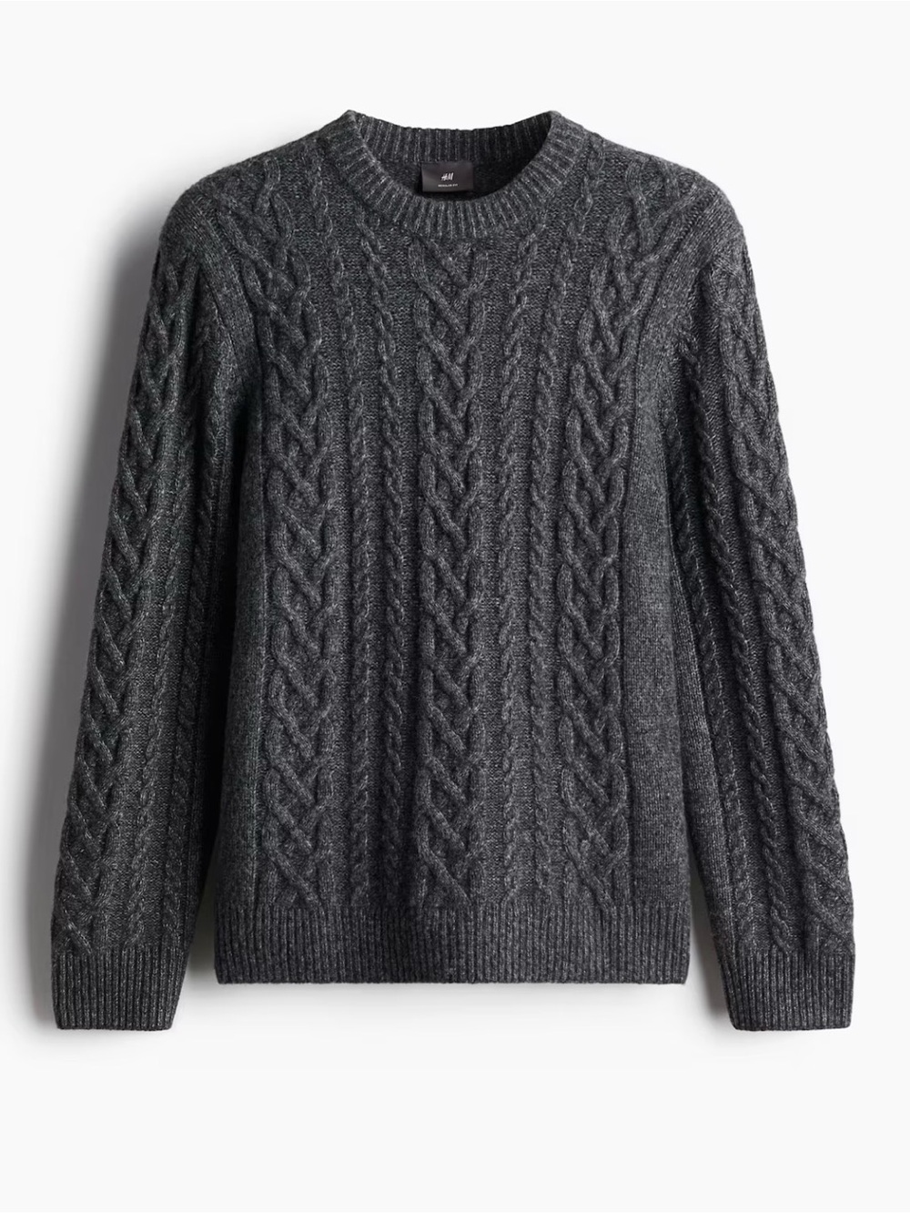 H&M Charcoal Cable Knit Crewneck Sweater